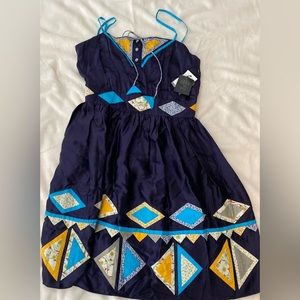 NWT Authentic Stunning Silk  Anna Sui Purple Patchwork Dress